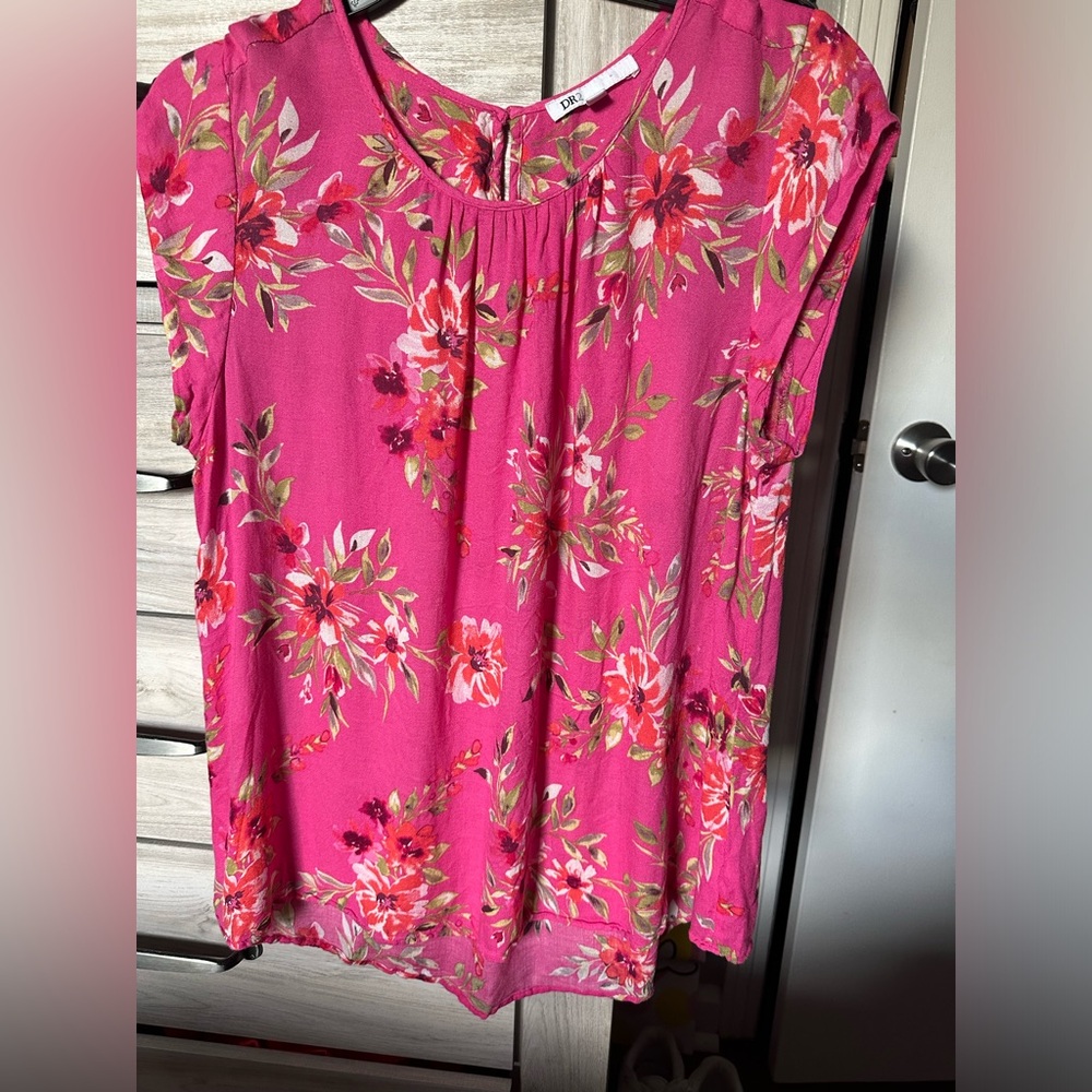 Pink Relaxed Blouse with Ruffled Details
